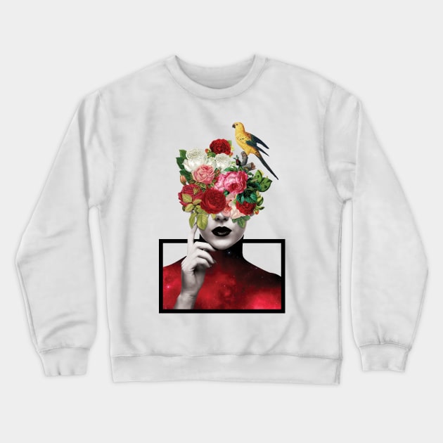 Flower Head Girl Crewneck Sweatshirt by LeonLedesma